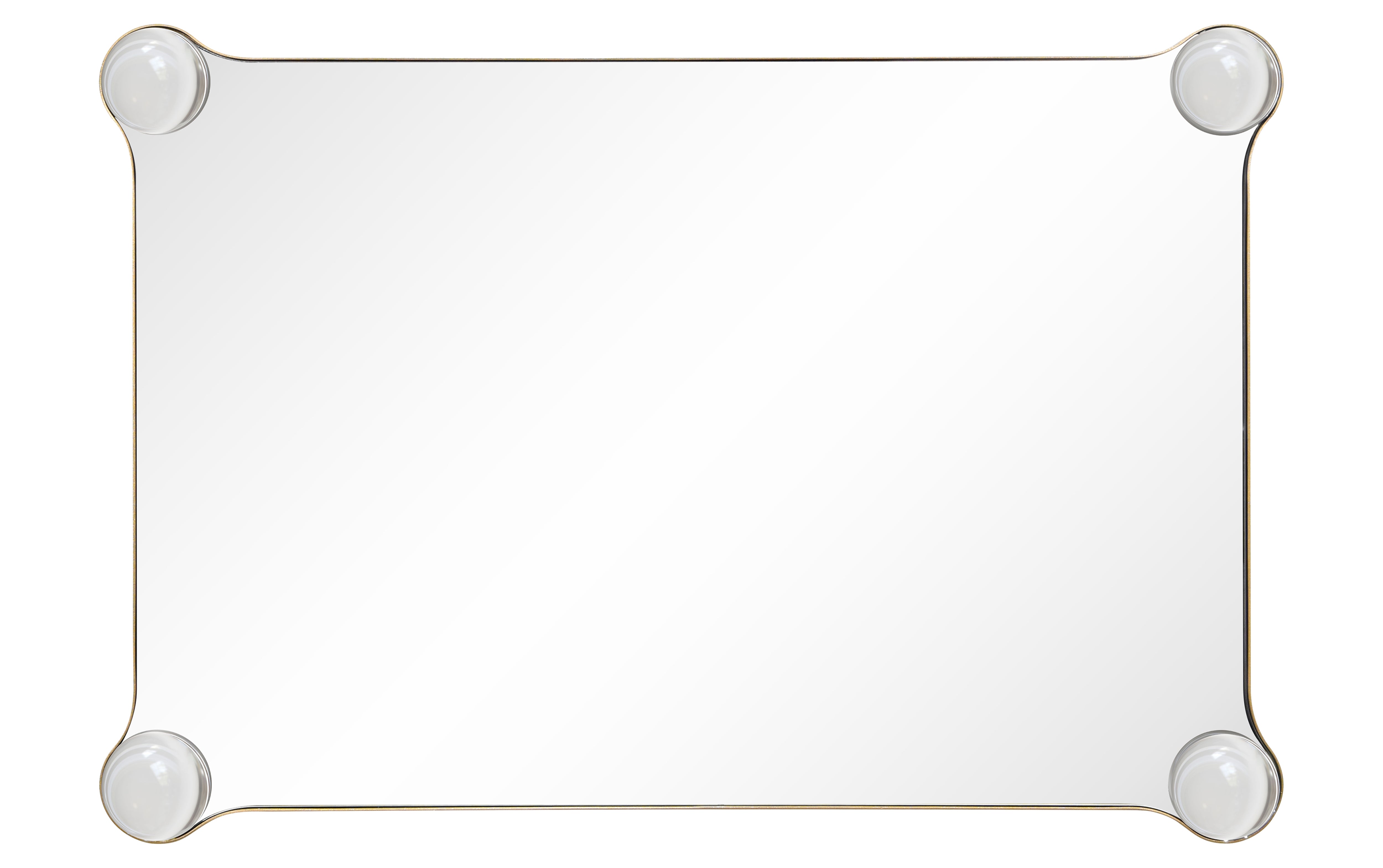 "Elegance Rectangular Wall Mirror", 27"x39" Featuring 3" Half Sphere Corner Glass Embellishment, on Gold Iron Frame