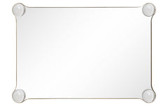 "Elegance Rectangular Wall Mirror", 27"x39" Featuring 3" Half Sphere Corner Glass Embellishment, on Gold Iron Frame