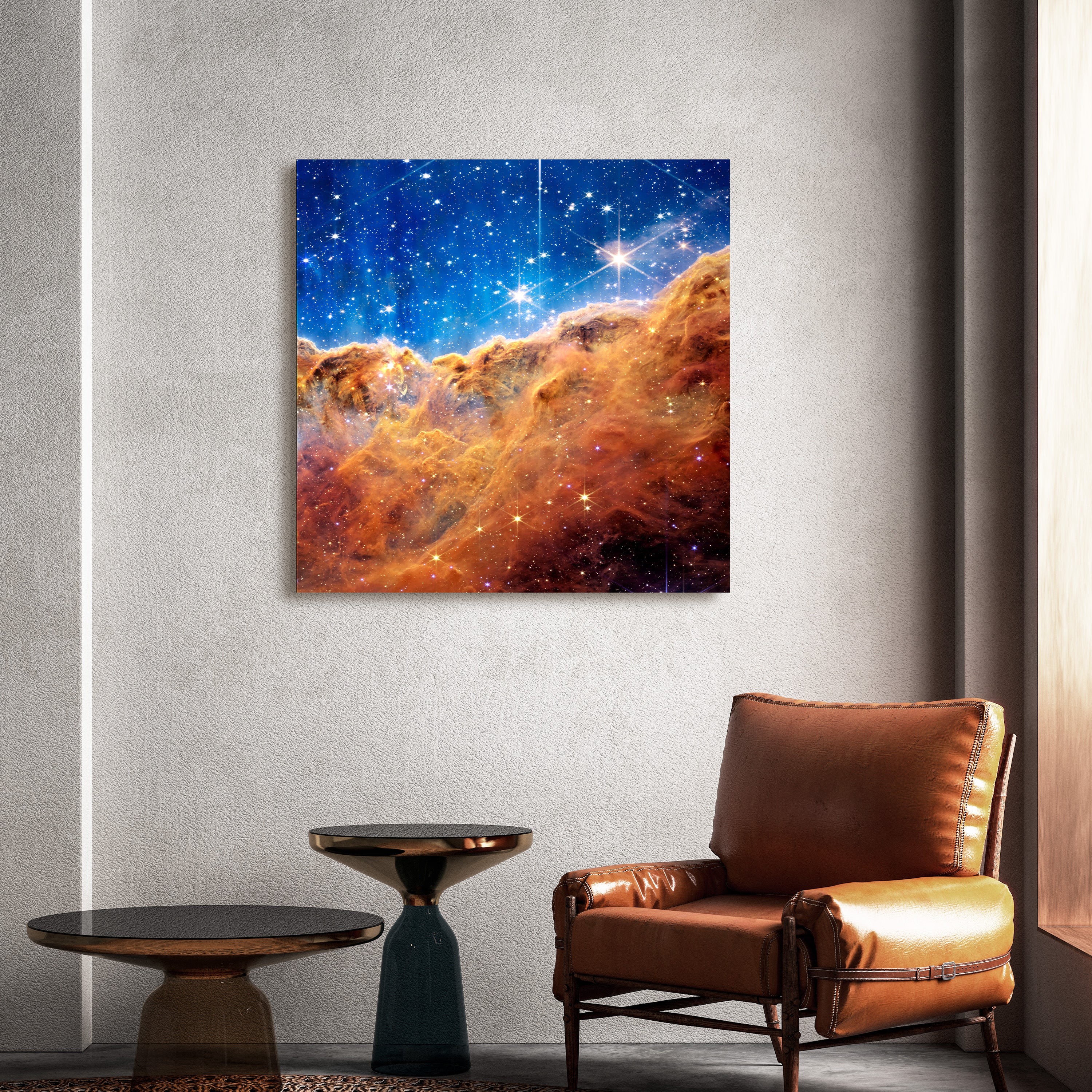 "Mountains of the Carina Nebula II" Frameless Free Floating Reverse Printed Tempered Art Glass Wall Art