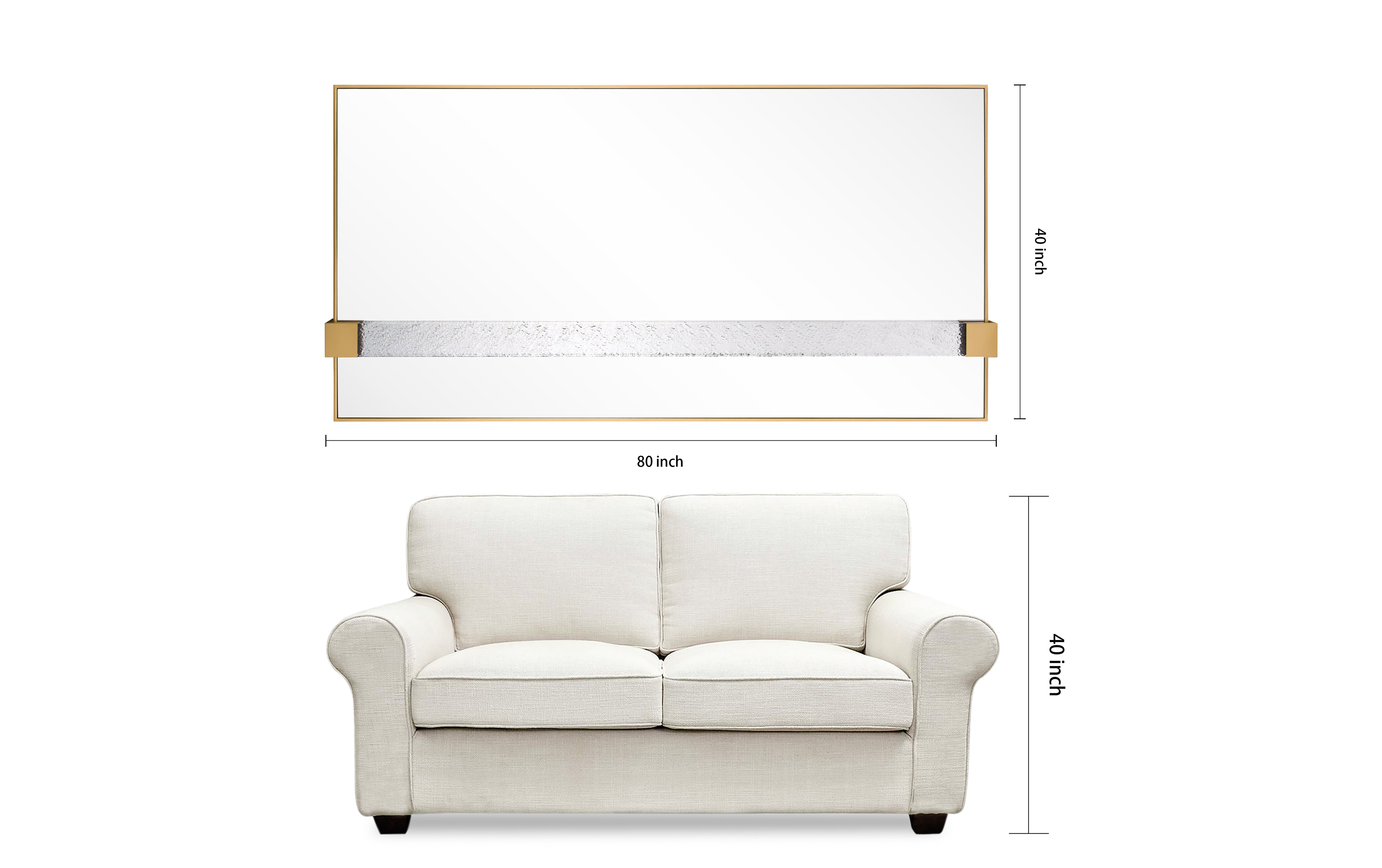 "Gleaming Horizon Wall Mirror" 40"x80" with Textured Acrylic Embellished, on Gold Iron Frame