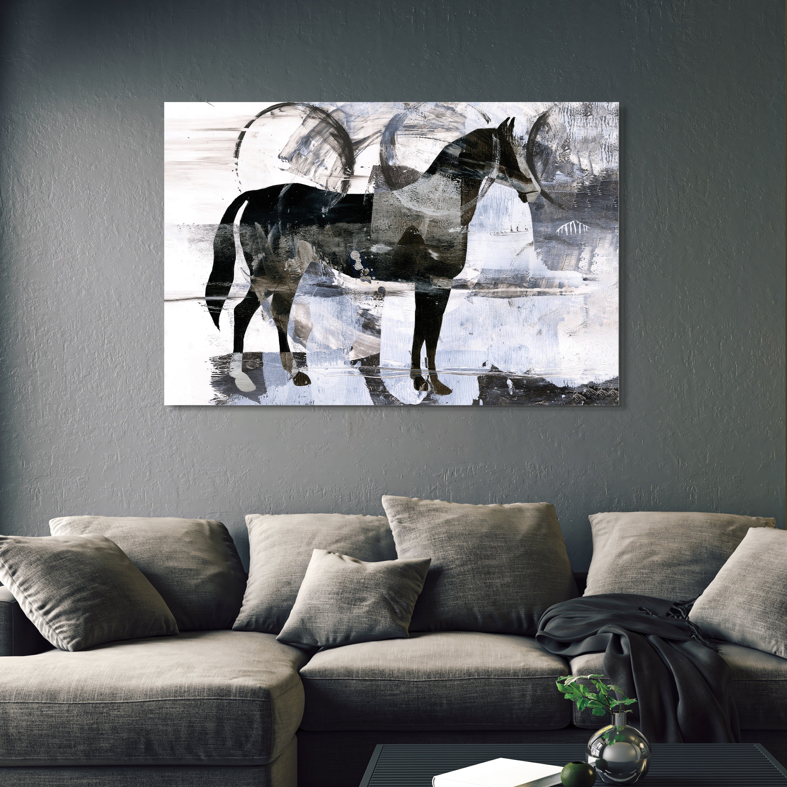 "Equestrian Essence II" Horse Frameless Free Floating Reverse Printed Tempered Art Glass Wall Art