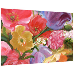 "Blossom Symphony II" Flowers Frameless Free Floating Reverse Printed Tempered Art Glass Wall Art