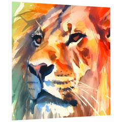 "Regal Strength I" Lion Frameless Free Floating Reverse Printed Tempered Art Glass Wall Art